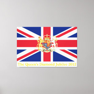 Diamond Jubilee Union Flag and Royal Crest Canvas Afdruk
