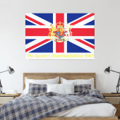 Diamond Jubilee Union Flag and Royal Crest Canvas Afdruk (Insitu (Slaapkamer))