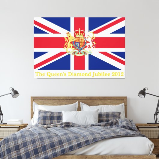 Diamond Jubilee Union Flag and Royal Crest Canvas Afdruk (Insitu (Slaapkamer))