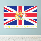 Diamond Jubilee Union Flag and Royal Crest Canvas Afdruk (Insitu (Houten vloer))