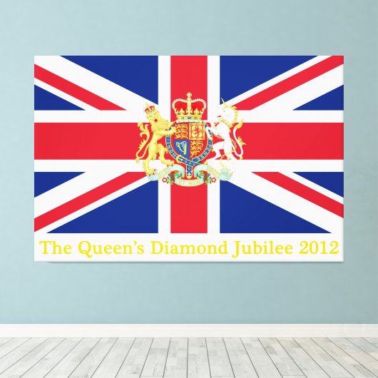 Diamond Jubilee Union Flag and Royal Crest Canvas Afdruk (Insitu (Houten vloer))