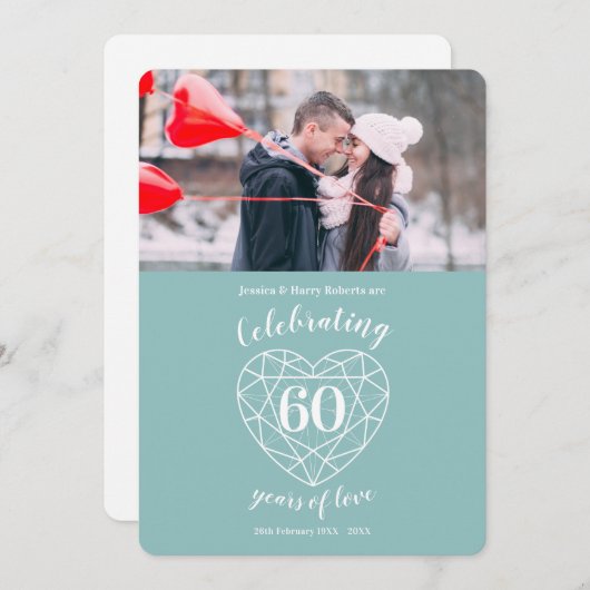 Diamond Jubileum 60 jaar fotouitnodigingen Kaart (Voorkant / Achterkant)