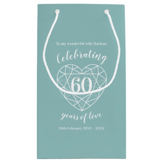 Diamond Jubileum 60 jaar vrouw geschenktas Klein Cadeauzakje (Achterkant)