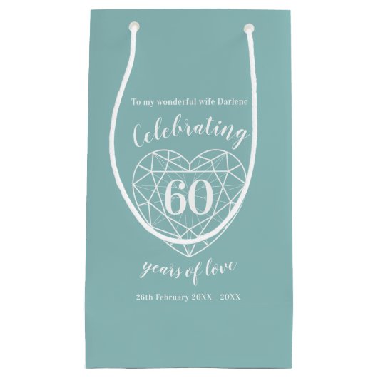 Diamond Jubileum 60 jaar vrouw geschenktas Klein Cadeauzakje (Voorkant)