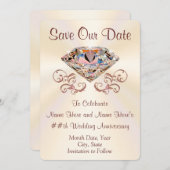 Diamond Jubileum Bewaar de Datumkaarten, Jouw teks Save The Date (Voorkant / Achterkant)