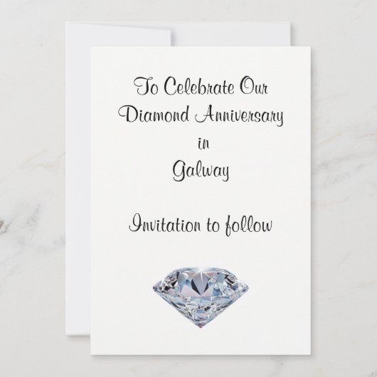 Diamond Jubileum Bewaar de Datumkaarten, Jouw teks Save The Date (Achterkant)