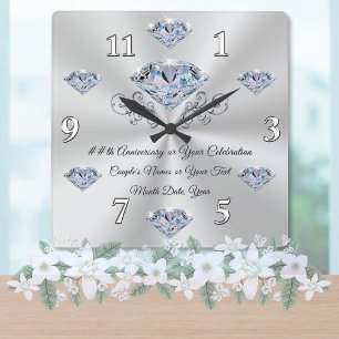 Diamond Jubileum Clock of Your Celebration Vierkante Klok