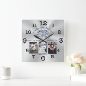 Diamond Jubileum Gift Ideeën Uw Foto's, tekst Vierkante Klok (Huis)