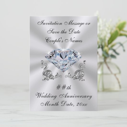 Diamond Jubileum Invitations of Save the Date Kaart (Staand voorkant)