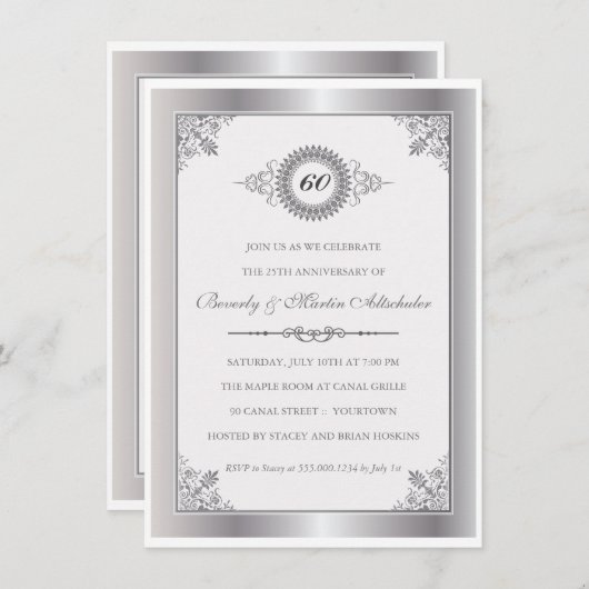 Diamond Jubileum Medallion Feestuitnodiging Kaart (Voorkant / Achterkant)