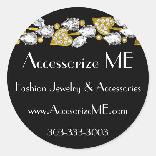 Diamond juwelen zwart ronde sticker (Voorkant)