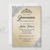 Diamond Kant Sparkle Goud Zilver Quinceanera Kaart (Voorkant)