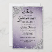 Diamond Kant Sparkle Paarse Quinceanera Kaart (Voorkant)