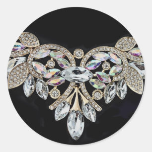 Diamond ketting zilver zwart ronde sticker