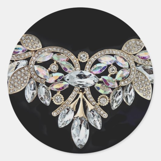 Diamond ketting zilver zwart ronde sticker (Voorkant)