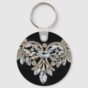 Diamond ketting zilveren zwarte kristal look sleutelhanger