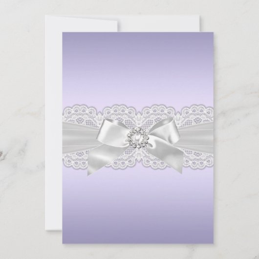 Diamond Lace & Bow Paars Baptism Invite Kaart (Achterkant)