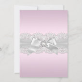 Diamond Lace Bow Pink Baptism Invite Kaart (Achterkant)