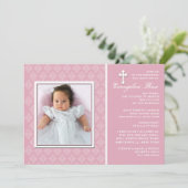 Diamond Lace Pink Fotouitnodiging Kaart (Staand voorkant)