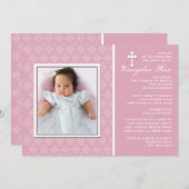 Diamond Lace Pink Fotouitnodiging Kaart (Voorkant / Achterkant)