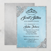 Diamond Lace Sparkle Blue Sweet Sixteen Kaart (Voorkant / Achterkant)