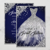 Diamond Lace Sparkle Gown Navy Zilver Zoet 16 Kaart (Voorkant / Achterkant)