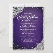 Diamond Lace Sparkle Gown Paarse Silver Sweet 16 Kaart (Achterkant)