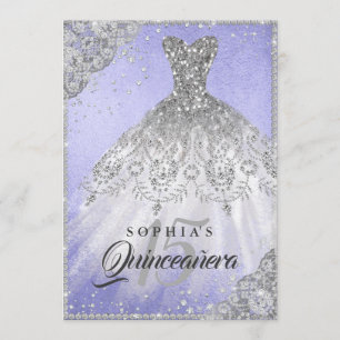 Diamond Lace Sparkle Jurk Paarse Quinceanera Kaart