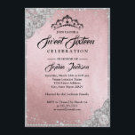 Diamond Lace Sparkle Pink Silver Sweet Sixteen Kaart<br><div class="desc">Meer elegante zestien uitvindingen in de kleine Bayleigh-winkel</div>