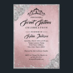 Diamond Lace Sparkle Pink Silver Sweet Sixteen Kaart<br><div class="desc">Meer elegante zestien uitvindingen in de kleine Bayleigh-winkel</div>