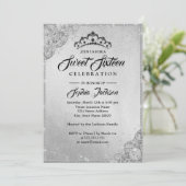 Diamond Lace Sparkle Silver Sweet Sixteen Kaart (Staand voorkant)