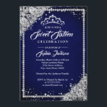 Diamond Lace Sparkle Tiara Navy Sweet Sixteen Kaart<br><div class="desc">Meer elegante zestien uitvindingen in de kleine Bayleigh-winkel</div>