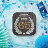 Diamond Laurel & 65TH Gold, bruiloft Jubileum Pa Papieren Bordje (Feest)