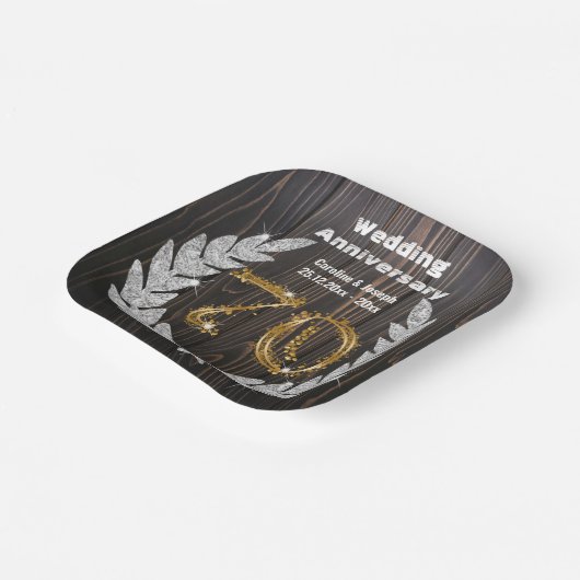 Diamond Laurel & 70TH Gold, bruiloft Jubileum Pa Papieren Bordje (Gebogen)