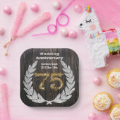 Diamond Laurel & 75TH Gold, bruiloft Jubileum Pa Papieren Bordje (Feest)