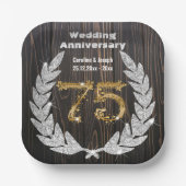 Diamond Laurel & 75TH Gold, bruiloft Jubileum Pa Papieren Bordje (Voorkant)