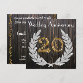 Diamond Laurel & Goud 20e Huwelijksjubileum Kaart (Voorkant / Achterkant)