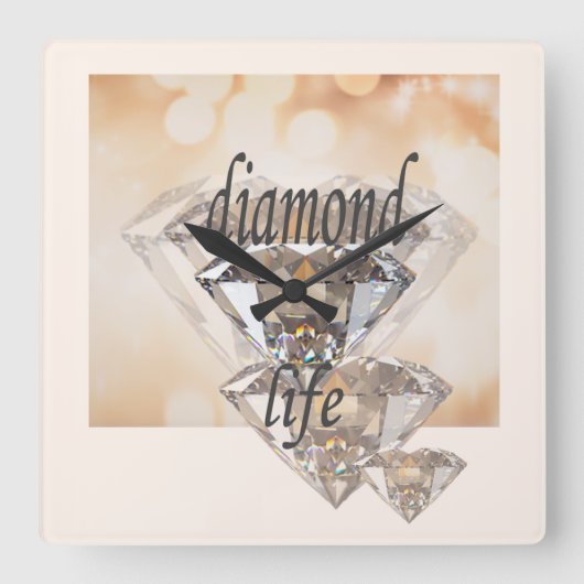 Diamond Life Vierkante Klok (Voorkant)