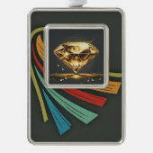 Diamond Light Black Verzilverd Omlijst Ornament (Voorkant)