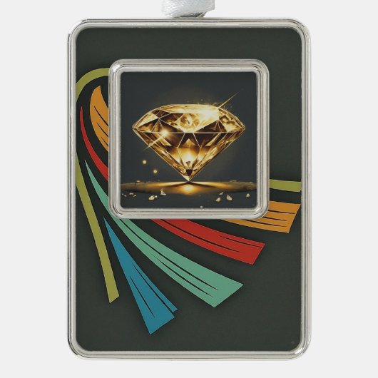 Diamond Light Black Verzilverd Omlijst Ornament (Voorkant)