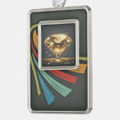 Diamond Light Black Verzilverd Omlijst Ornament (Links)