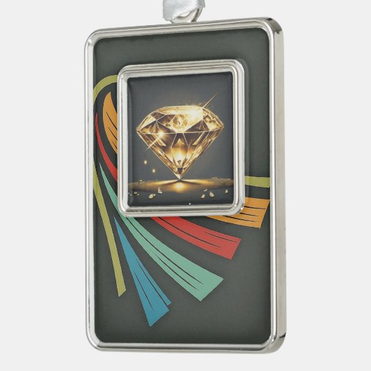 Diamond Light Black Verzilverd Omlijst Ornament (Links)