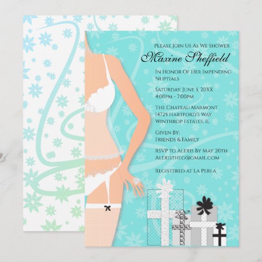 Diamond Lingerie Bridal Tiffany Green Invitation Kaart (Voorkant / Achterkant)