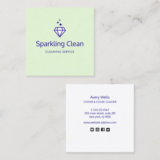 Diamond Logo Housekeeping Service Vierkante Visitekaartje (Voorkant / Achterkant)