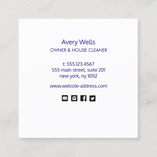 Diamond Logo Housekeeping Service Vierkante Visitekaartje (Achterkant)