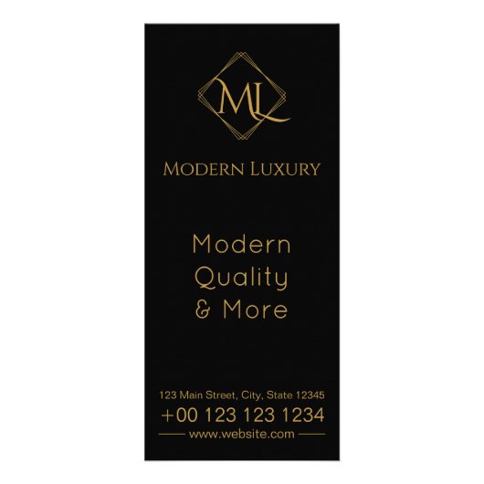 Diamond Logo | Zwart en goud Reclamekaart (Voorkant)