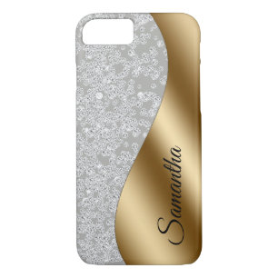 Diamond Look Bling Gold Metal Gepersonaliseerd iPhone 8/7 Hoesje