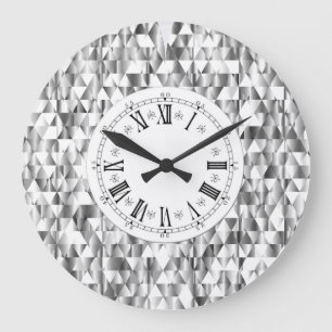 Diamond look faux Silver Shine Roman numbling Grote Klok