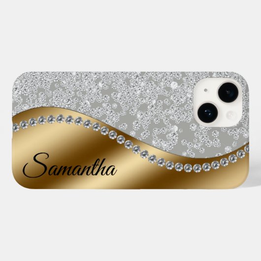 Diamond Look Goud Metaal Gepersonaliseerde Glam Case-Mate iPhone Case (Achterkant (horizontaal))