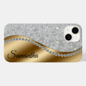 Diamond Look Goud Metaal Gepersonaliseerde Glam Case-Mate iPhone Hoesje (Back (Horizontal))